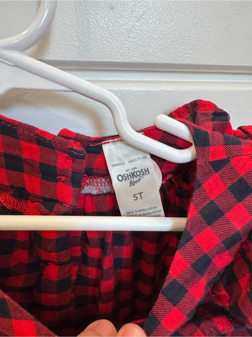 OshKosh B'gosh Red and Black Plaid Ruffle Long-Sleeve Top